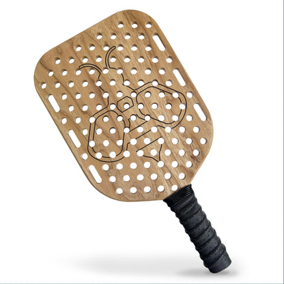 Bee Quiet "Stinger" noise reducing hardwood wooden pickleball paddle with black grip tape - the quietest pickleball paddle on the court