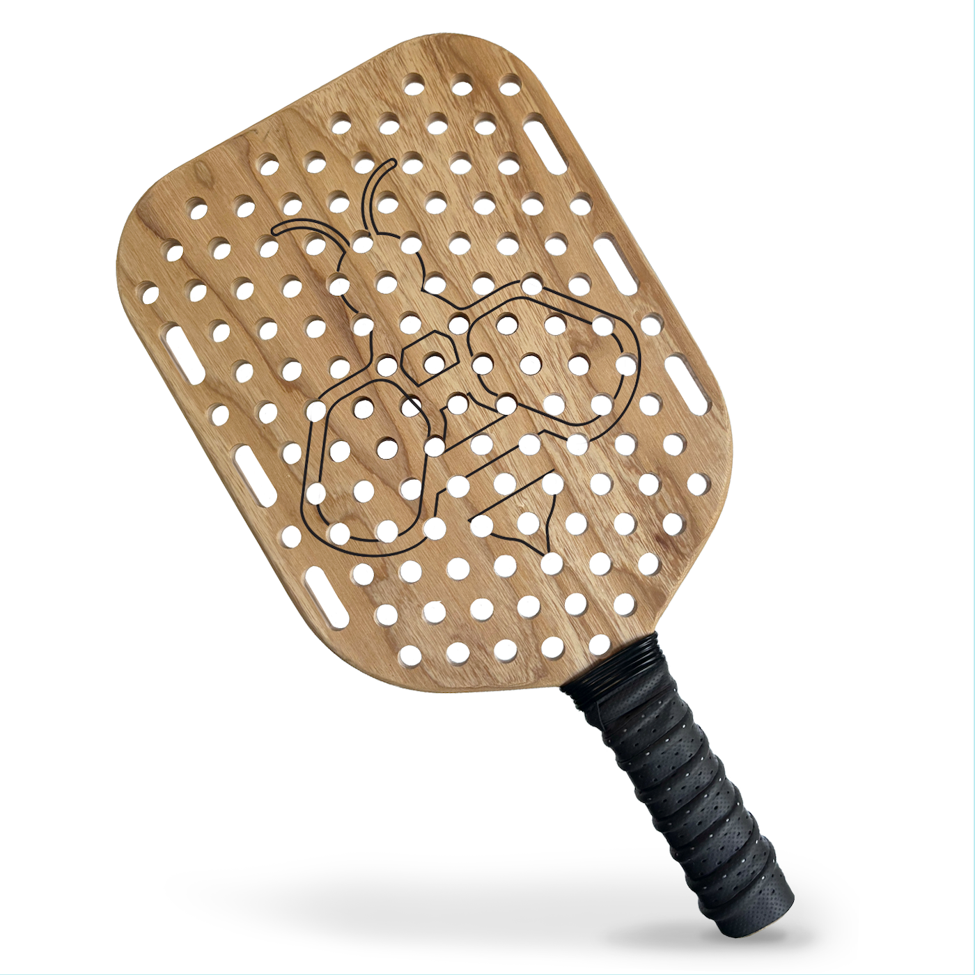 Bee Quiet pickleball noise reducing wooden pickleball paddle with black grip tape - the quietest paddle on the court
